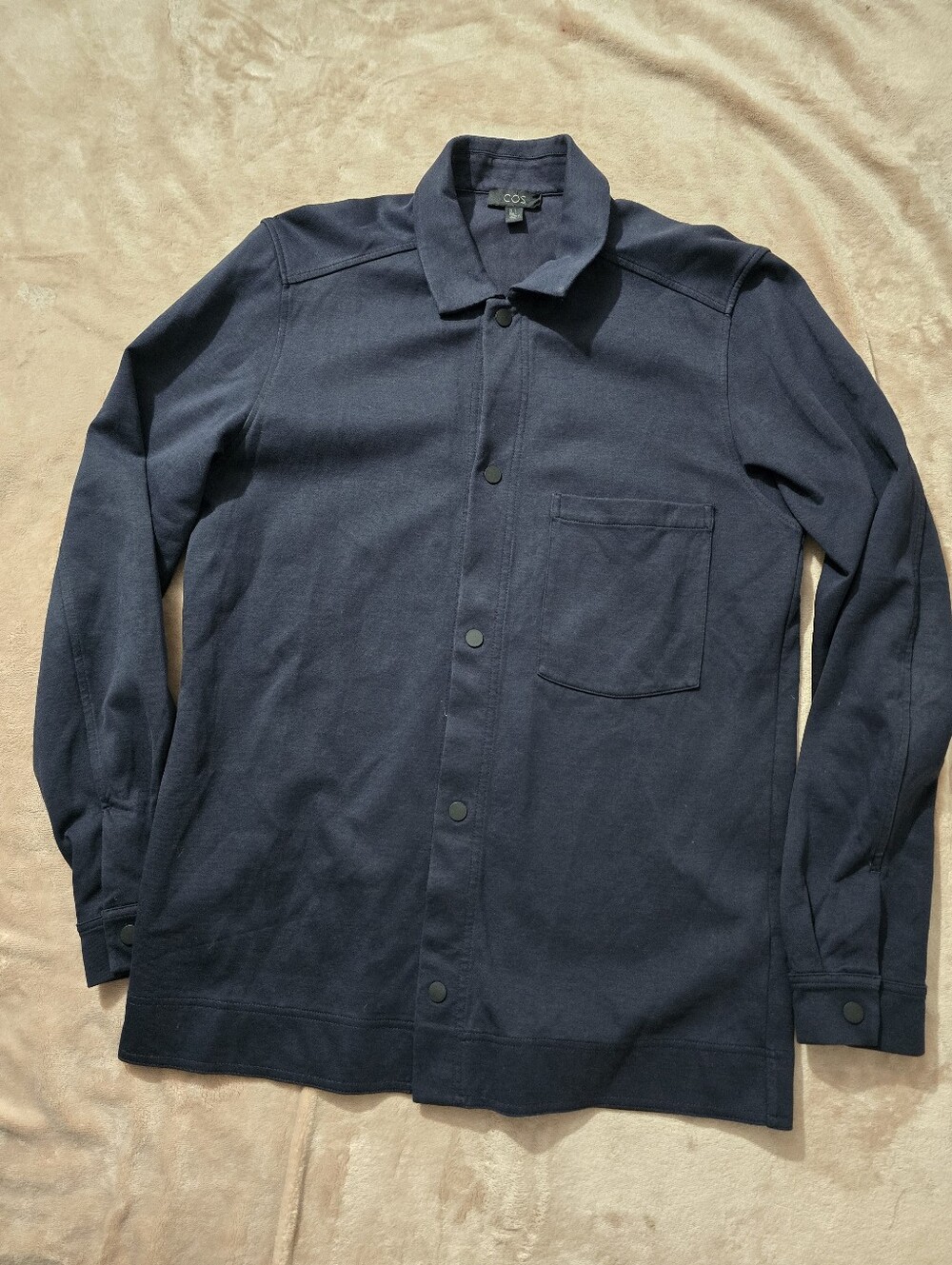 COS Overshirt Jacket Navy  Snap Front  Contemporary Utility Casual Size Small